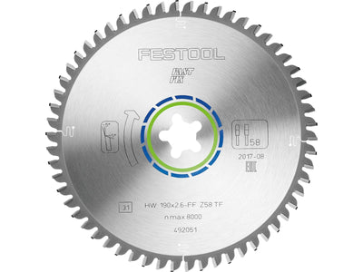 Sawing disc for aluminium Festool; 190x2.6xFF; Z58; -5°