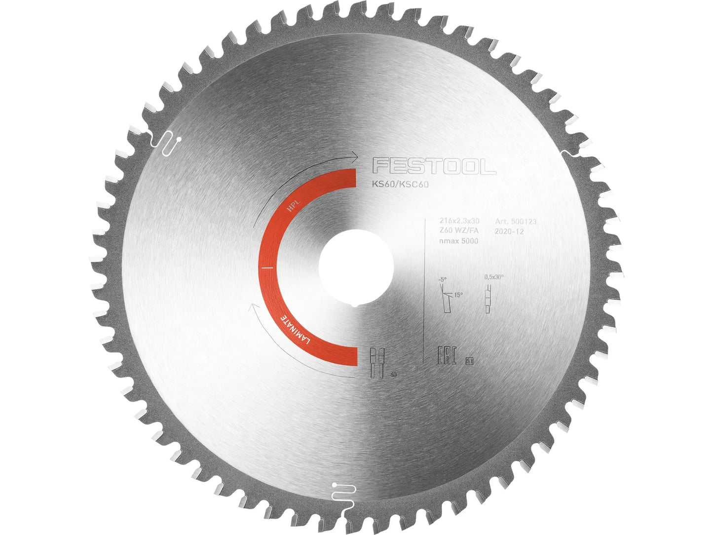 Sawing disc for laminate Festool; 216x2.3x30.0 mm; Z60; -5°
