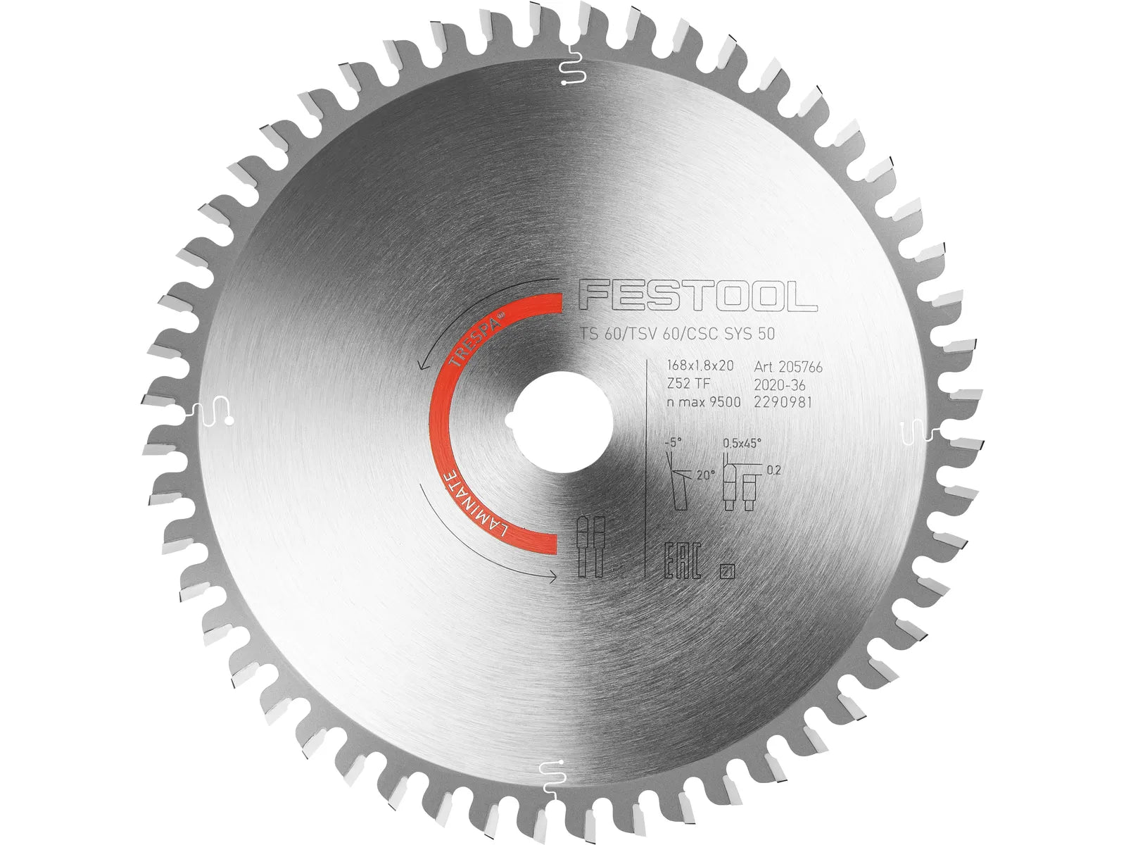 Sawing disc for laminate Festool HW 205766; 168x20 mm; Z52
